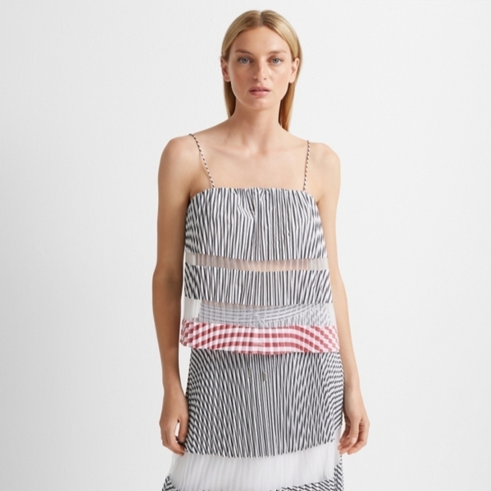 KALEA STRIPE & PLEAT SHIRT IN MULTI STRIPE